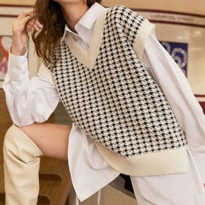 Shein Houndstooth Pattern Sweater Vest
